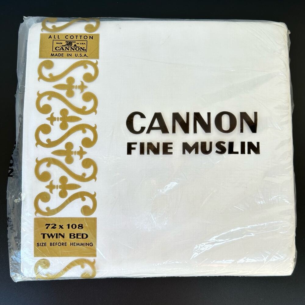 Vtg Cannon Twin FLAT Fine Muslin Sheet White Cotton 72"x108" Bed Top Made USA